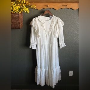 Amylynn White Eyelet Maxi Dress with Ruffles & Tiered Skirt
